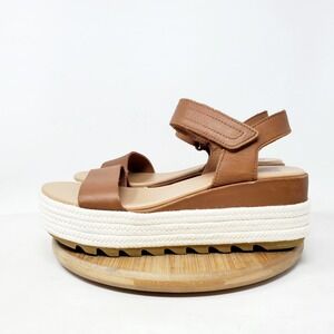 Sorel Cameron Flatform Sandals Womens 7 Brown Leather Platform Shoes